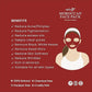 Moroccan face pack instruction manual with benefits listed on a red background
